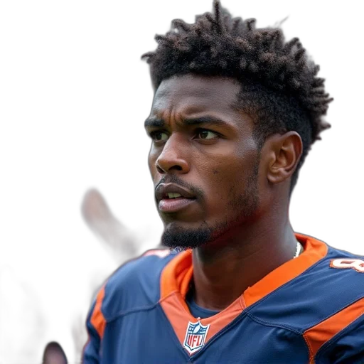 close-up, football, player, face, wearing, blue, orange, uniform transparent PNG cut-out