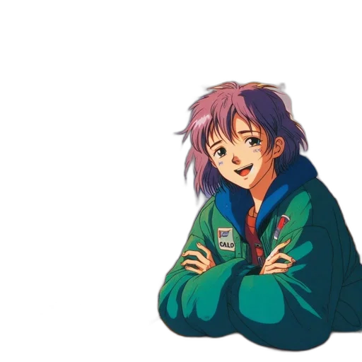 jacket, creature, vaporwave, anime, pixel art, concept art, outer space, green transparent PNG cut-out