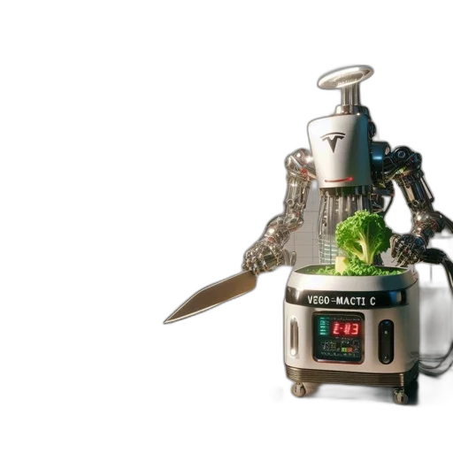 robot, weapon, staff, 3d render, inside, modern, kitchen, robotic transparent PNG cut-out