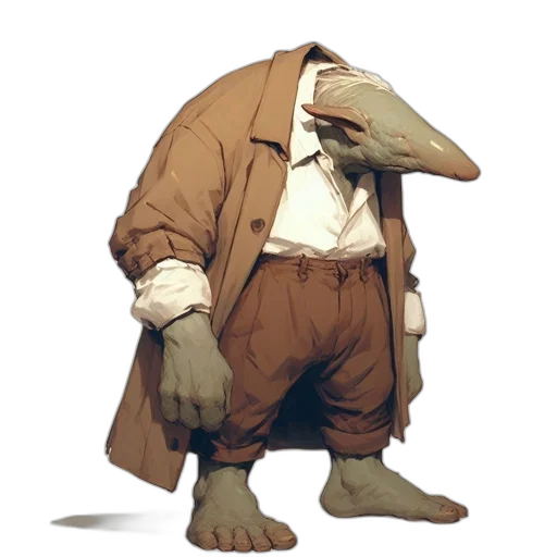 jacket, mask, creature, staff, concept art, fantasy art, comic book art, watercolor transparent PNG cut-out