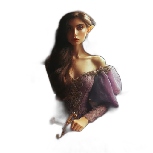 dress, crown, face, jewelry, fantasy art, concept art, 3d render, photorealistic transparent PNG cut-out