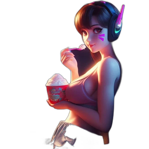 robot, dress, weapon, concept art, cyberpunk, vaporwave, fantasy art, neon lights transparent PNG cut-out