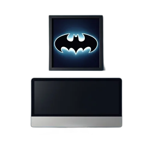 3d render, framed, picture, batman, logo, hangs, wall, above transparent PNG cut-out