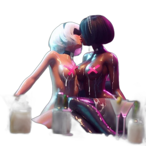 robot, bottle, dress, mask, concept art, cyberpunk, 3d render, vaporwave transparent PNG cut-out