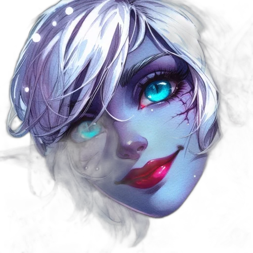 face, mask, fantasy art, concept art, photorealistic, watercolor, neon lights, outer space transparent PNG cut-out