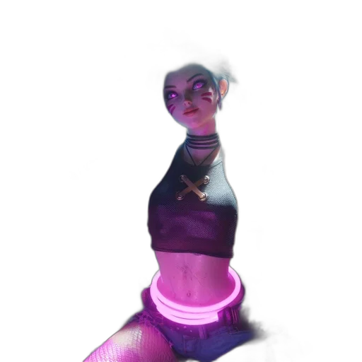 staff, robot, dress, weapon, concept art, cyberpunk, vaporwave, 3d render transparent PNG cut-out