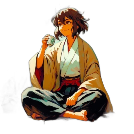 staff, sword, jacket, umbrella, pixel art, concept art, anime, vaporwave transparent PNG cut-out