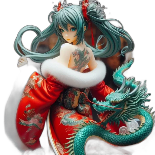dragon, fantasy art, photorealistic, concept art, 3d render, snow, anime-styled, figure transparent PNG cut-out