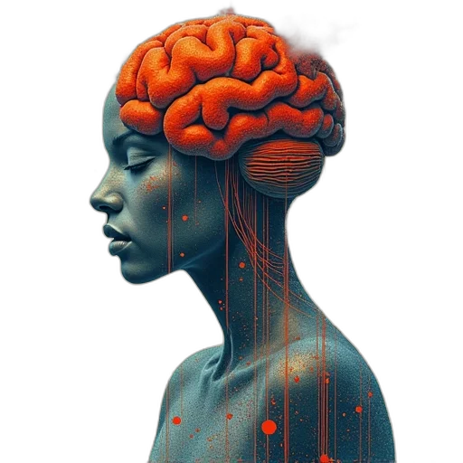 crown, face, robot, concept art, cyberpunk, photorealistic, 3d render, blue transparent PNG cut-out