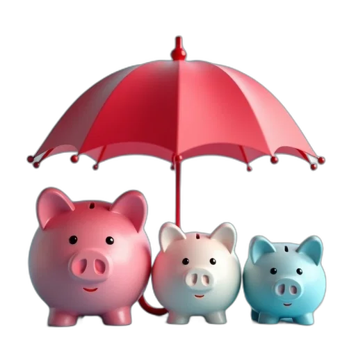 umbrella, collection, three, piggy, banks, different, colors, sizes transparent PNG cut-out