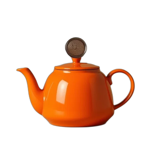3d render, photorealistic, orange, teapot transparent PNG cut-out