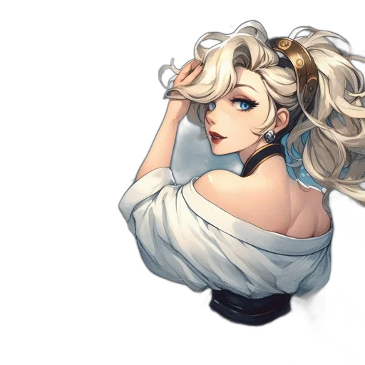 crown, dress, staff, hair, pixel art, anime, concept art, fantasy art transparent PNG cut-out