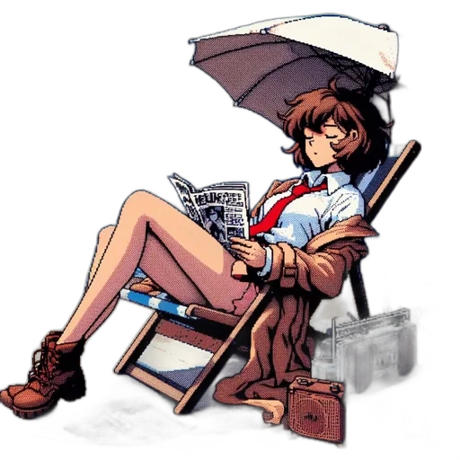 umbrella, robot, dress, furniture, pixel art, anime, comic book art, concept art transparent PNG cut-out