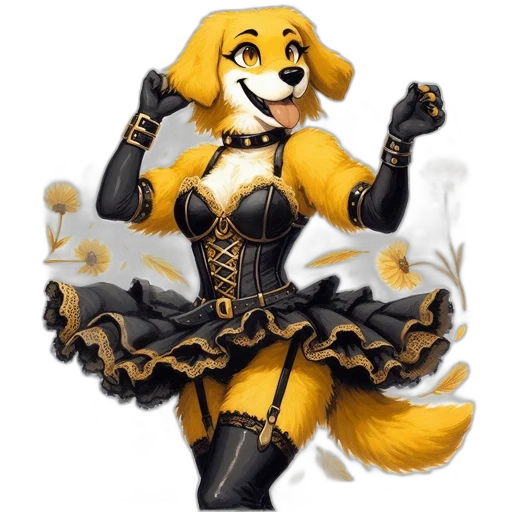 dress, staff, animal, pixel art, fantasy art, concept art, anime, golden transparent PNG cut-out