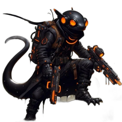 dragon, staff, creature, robot, concept art, cyberpunk, fantasy art, 3d render transparent PNG cut-out