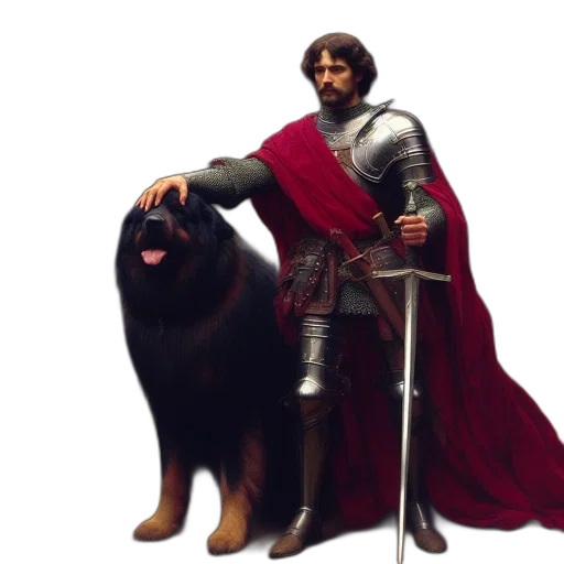 animal, sword, concept art, fantasy art, 3d render, photorealistic, man, medieval transparent PNG cut-out