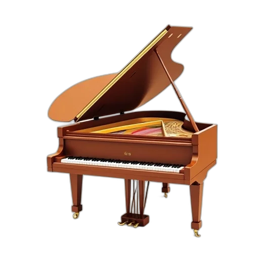 furniture, photorealistic, 3d render, digital, illustration, grand, piano, wooden transparent PNG cut-out