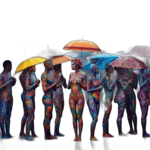 umbrella, staff, dress, jacket, concept art, watercolor, 3d render, fantasy art transparent PNG cut-out