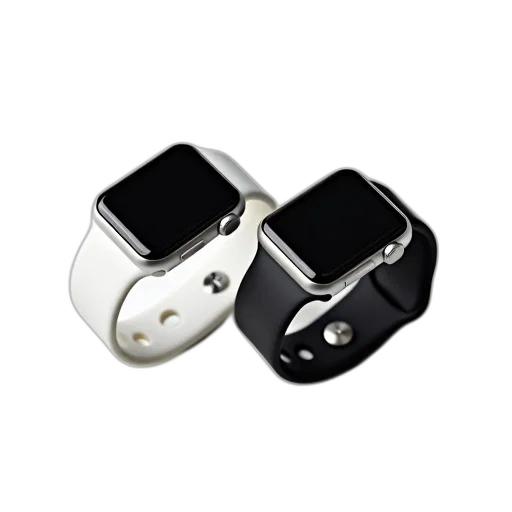 jewelry, monochrome, two, smartwatches, displayed, side, white, surface transparent PNG cut-out