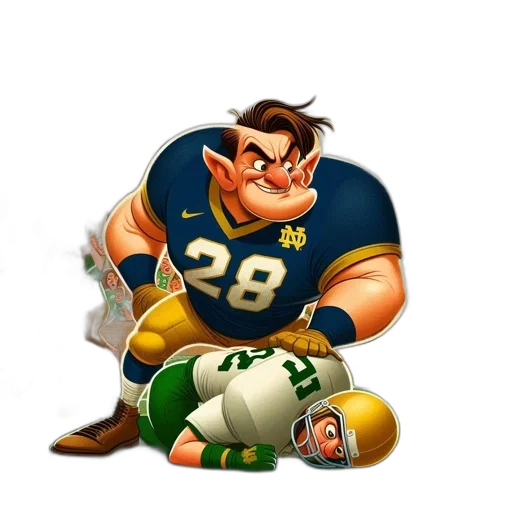 concept art, cartoon, sports, photo, dominant, player, tackles, opponent transparent PNG cut-out