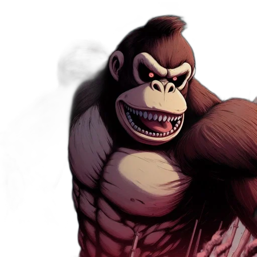 animal, concept art, comic book art, photorealistic, 3d render, towering, angry, gorilla transparent PNG cut-out