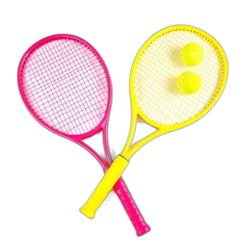weapon, 3d render, neon, pair, tennis, rackets, pink, yellow transparent PNG cut-out