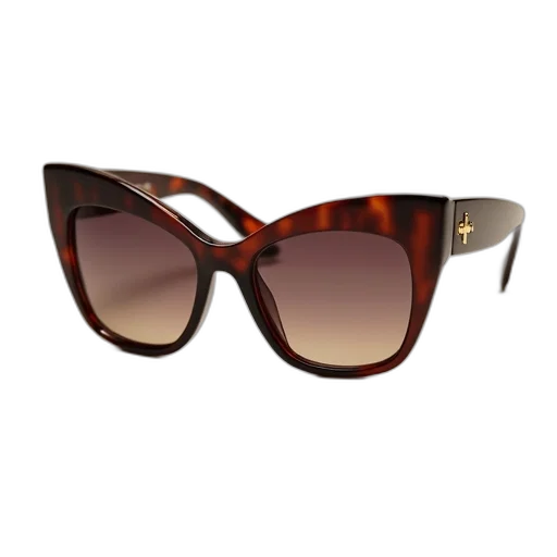 pair, sunglasses, brown, frame, lenses, featuring, gold, logo transparent PNG cut-out