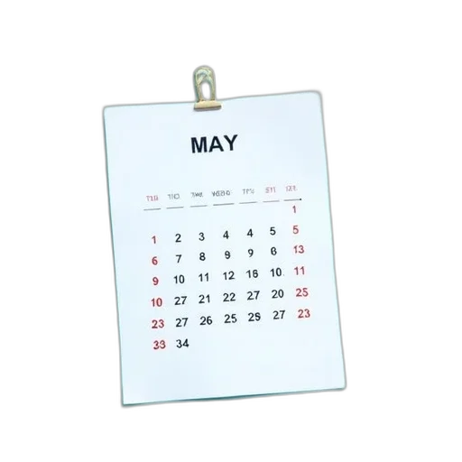 tree, jacket, calendar, month, may, 2017, displayed, divided transparent PNG cut-out