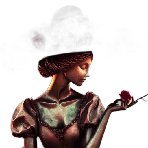 dress, staff, flower, jewelry, concept art, fantasy art, photorealistic, pixel art transparent PNG cut-out