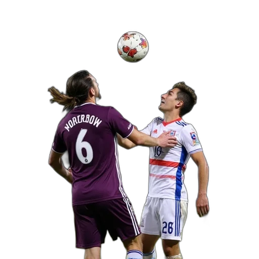 first, image, shows, two, soccer, players, action, field transparent PNG cut-out