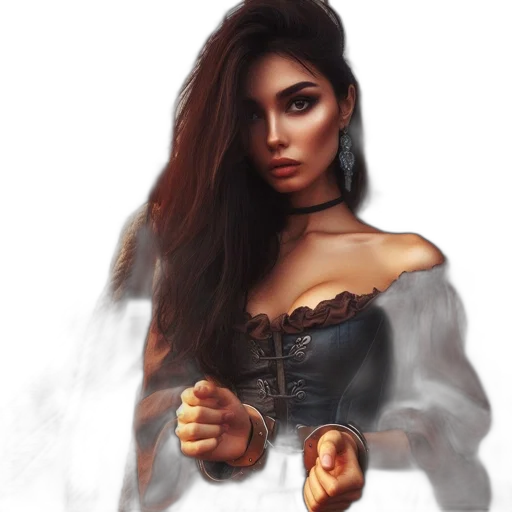 dress, face, jewelry, weapon, fantasy art, photorealistic, oil painting, concept art transparent PNG cut-out