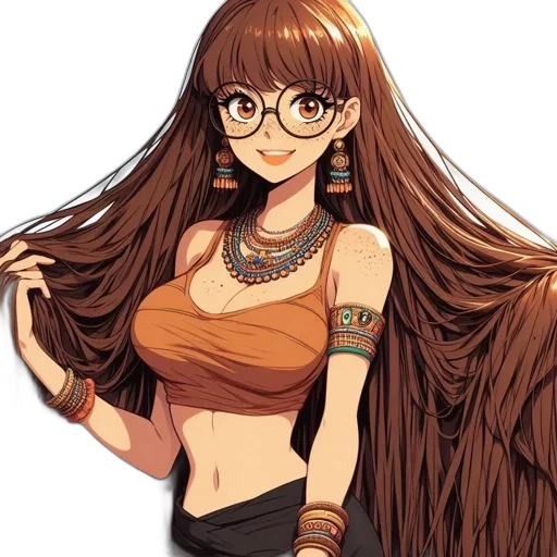 hair, jewelry, dress, staff, anime, fantasy art, pixel art, cartoon transparent PNG cut-out