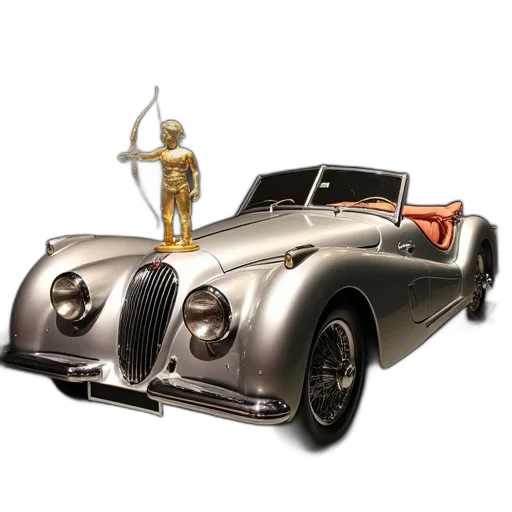 car, 3d render, concept art, photorealistic, silver, antique, vintage, design transparent PNG cut-out