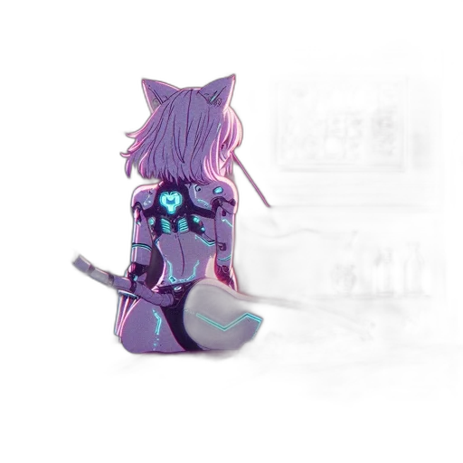 robot, creature, staff, animal, 3d render, concept art, vaporwave, cyberpunk transparent PNG cut-out