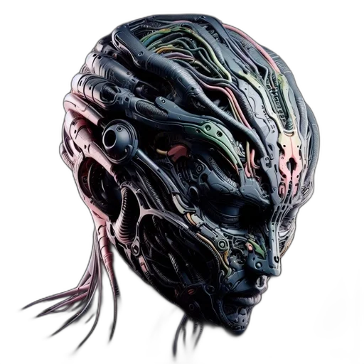mask, creature, face, concept art, 3d render, fantasy art, comic book art, outer space transparent PNG cut-out