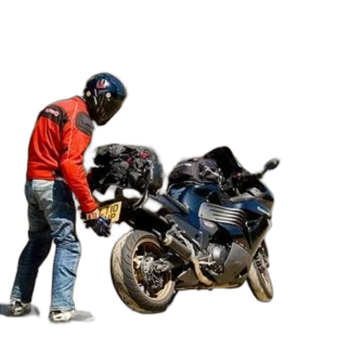 jacket, weapon, photorealistic, concept art, 3d render, motorcyclist, red, helmet transparent PNG cut-out