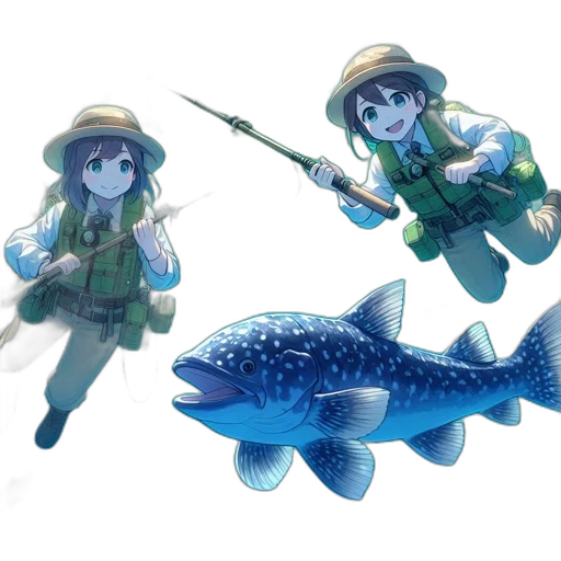 weapon, animal, concept art, pixel art, watercolor, anime, underwater, blue transparent PNG cut-out