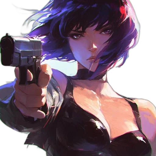 weapon, cyberpunk, anime, concept art, comic book art, neon lights, blue, dark transparent PNG cut-out