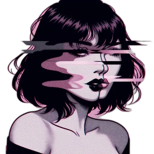 mask, face, creature, dress, vaporwave, cyberpunk, comic book art, watercolor transparent PNG cut-out