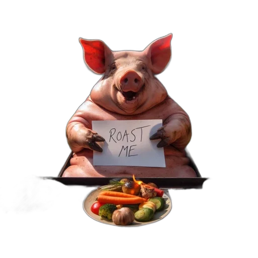 food, animal, photorealistic, 3d render, concept art, pig, holding, roast transparent PNG cut-out