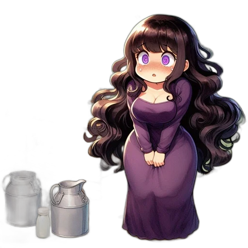 dress, bottle, hair, crown, pixel art, concept art, anime, watercolor transparent PNG cut-out