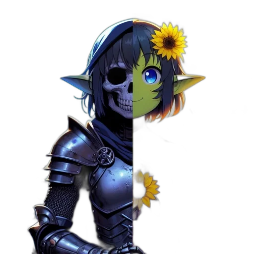 staff, mask, robot, flower, fantasy art, concept art, pixel art, 3d render transparent PNG cut-out