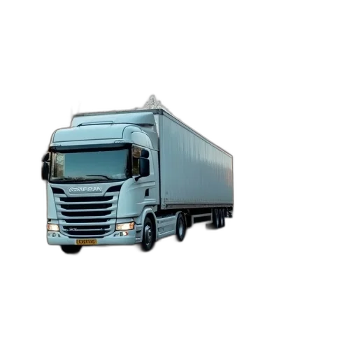 photorealistic, 3d render, white, lorry, truck, traveling, along, dual transparent PNG cut-out