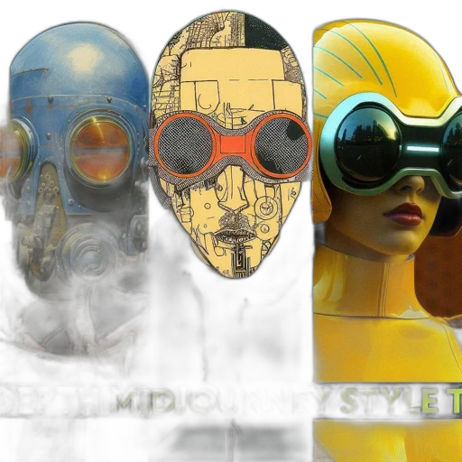 mask, concept art, 3d render, cyberpunk, comic book art, golden, neon, colorful transparent PNG cut-out