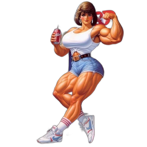 weapon, pixel art, concept art, photorealistic, comic book art, muscular, woman, workout transparent PNG cut-out