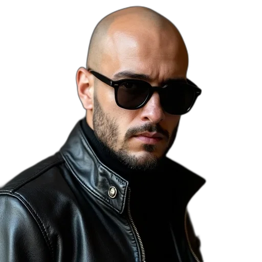 jacket, face, staff, animal, photorealistic, cyberpunk, 3d render, concept art transparent PNG cut-out