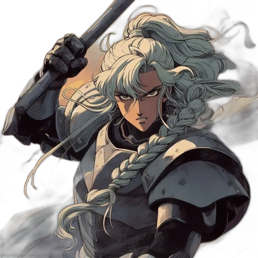 sword, weapon, dragon, hair, fantasy art, concept art, watercolor, comic book art transparent PNG cut-out