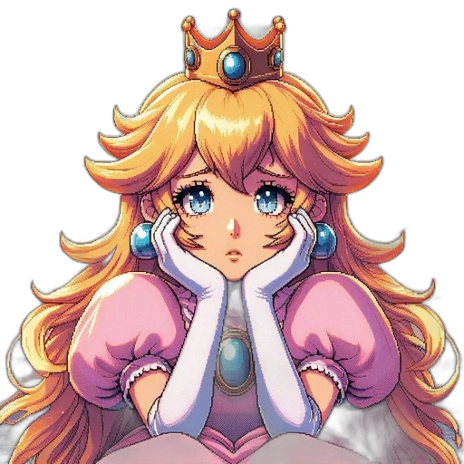 crown, dress, staff, pixel art, anime, concept art, watercolor, pastel transparent PNG cut-out