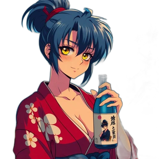 bottle, dress, staff, anime, pixel art, concept art, vaporwave, fire transparent PNG cut-out
