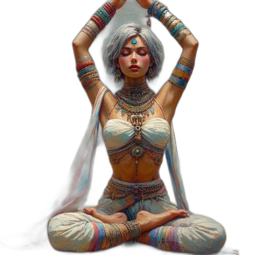 jewelry, staff, mask, dress, fantasy art, concept art, comic book art, photorealistic transparent PNG cut-out